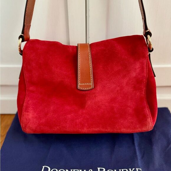 Dooney & Bourke Red Suede Libby Hobo Shoulder Bag - Boho x Americana ❤️ - Picture 3 of 4